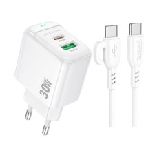 Мережевий зарядний пристрій Borofone BAS45A Apple iPhone SE 2022, iPhone 14 Pro Max, iPhone 14 Plus, iPhone 14 Pro, iPhone 14, iPhone 13 Pro, iPhone 13 Mini, iPhone 13, iPhone 13 Pro Max, iPhone 12 Mini, iPhone 12 Pro Max, iPhone 12 Pro, Lightning, з кабе