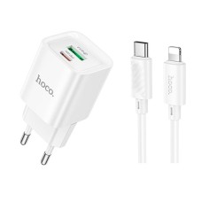 Сетевое зарядное устройство Hoco C147A Apple iPhone SE 2022, iPhone 14 Pro Max, iPhone 14 Plus, iPhone 14 Pro, iPhone 14, iPhone 13 Pro, iPhone 13 Mini, iPhone 13, iPhone 13 Pro Max, iPhone 12 Mini, iPhone 12 Pro Max, iPhone 12 Pro, с кабелем, Lightning,