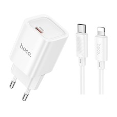Сетевое зарядное устройство Hoco C148A Apple iPhone SE 2022, iPhone 14 Pro Max, iPhone 14 Plus, iPhone 14 Pro, iPhone 14, iPhone 13 Pro, iPhone 13 Mini, iPhone 13, iPhone 13 Pro Max, iPhone 12 Mini, iPhone 12 Pro Max, iPhone 12 Pro, с кабелем, Lightning,