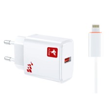 Сетевое зарядное устройство FLYCDI FA-005 Apple iPhone SE 2022, iPhone 14 Pro Max, iPhone 14 Plus, iPhone 14 Pro, iPhone 14, iPhone 13 Pro, iPhone 13 Mini, iPhone 13, iPhone 13 Pro Max, iPhone 12 Mini, iPhone 12 Pro Max, с кабелем, Lightning, 3.0 A, Белый