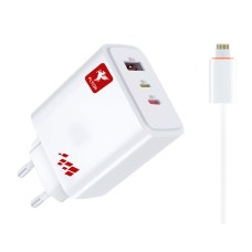 Мережевий зарядний пристрій FLYCDI FA-011 Apple iPhone SE 2022, iPhone 14 Pro Max, iPhone 14 Plus, iPhone 14 Pro, iPhone 14, iPhone 13 Pro, iPhone 13 Mini, iPhone 13, iPhone 13 Pro Max, iPhone 12 Mini, iPhone 12 Pro Max, Lightning, з кабелем, 3.0 A, Білий