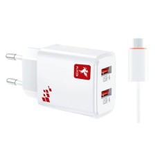 Мережевий зарядний пристрій FLYCDI FA-012, MicroUSB, з кабелем, 2.4 A, Білий