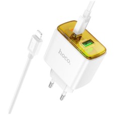 Мережевий зарядний пристрій Hoco CS42A Apple iPhone SE 2022, iPhone 14 Pro Max, iPhone 14 Plus, iPhone 14 Pro, iPhone 14, iPhone 13 Pro, iPhone 13 Mini, iPhone 13, iPhone 13 Pro Max, iPhone 12 Mini, iPhone 12 Pro Max, iPhone 12 Pro, Lightning, з кабелем,
