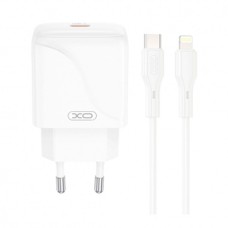 Мережевий зарядний пристрій XO L141 Apple iPhone SE 2022, iPhone 14 Pro Max, iPhone 14 Plus, iPhone 14 Pro, iPhone 14, iPhone 13 Pro, iPhone 13 Mini, iPhone 13, iPhone 13 Pro Max, iPhone 12 Mini, iPhone 12 Pro Max, iPhone 12 Pro, Lightning, з кабелем, Біл