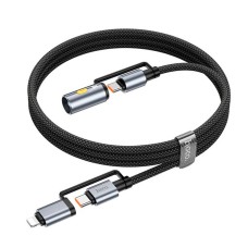 USB кабель Hoco U138 Apple iPhone SE 2022, iPhone 14 Pro Max, iPhone 14 Plus, iPhone 14 Pro, iPhone 14, iPhone 13 Pro, iPhone 13 Mini, iPhone 13, iPhone 13 Pro Max, iPhone 12 Mini, iPhone 12 Pro Max, iPhone 12 Pro, Lightning, 1.2 м., Чорний