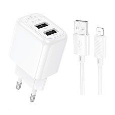 Сетевое зарядное устройство Hoco CS51A Surplus Apple iPhone SE 2022, iPhone 14 Pro Max, iPhone 14 Plus, iPhone 14 Pro, iPhone 14, iPhone 13 Pro, iPhone 13 Mini, iPhone 13, iPhone 13 Pro Max, iPhone 12 Mini, iPhone 12 Pro Max, iPhone 12 Pro, с кабелем, Lig