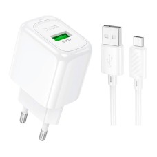 Сетевое зарядное устройство Hoco CS52A Surplus, с кабелем, MicroUSB, Белый