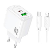 Сетевое зарядное устройство Hoco CS55A Surplus Apple iPhone SE 2022, iPhone 14 Pro Max, iPhone 14 Plus, iPhone 14 Pro, iPhone 14, iPhone 13 Pro, iPhone 13 Mini, iPhone 13, iPhone 13 Pro Max, iPhone 12 Mini, iPhone 12 Pro Max, iPhone 12 Pro, с кабелем, Lig