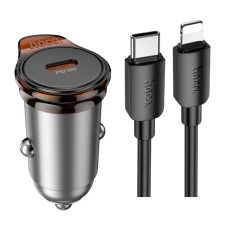 Автомобильное зарядное устройство Hoco NZ16 Apple iPhone SE 2022,iPhone 14 Pro Max,iPhone 14 Plus,iPhone 14 Pro,iPhone 14,iPhone 13 Pro,iPhone 13 Mini,iPhone 13,iPhone 13 Pro Max,iPhone 12 Mini,iPhone 12 Pro Max,iPhone 12 Pro, С кабелем, Lightning, Серый