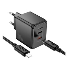 Мережевий зарядний пристрій Hoco CS16A Apple iPhone SE 2022, iPhone 14 Pro Max, iPhone 14 Plus, iPhone 14 Pro, iPhone 14, iPhone 13 Pro, iPhone 13 Mini, iPhone 13, iPhone 13 Pro Max, iPhone 12 Mini, iPhone 12 Pro Max, iPhone 12 Pro, Lightning, з кабелем,