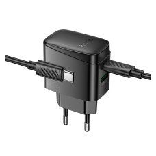 Сетевое зарядное устройство Hoco CS61A, с кабелем, Type-C, Черный