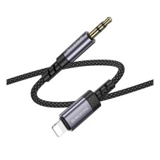 Кабель AUX Borofone BL24 Graceful Apple iPhone SE 2022, iPhone 14 Pro Max, iPhone 14 Plus, iPhone 14 Pro, iPhone 14, iPhone 13 Pro, iPhone 13 Mini, iPhone 13, iPhone 13 Pro Max, iPhone 12 Mini, iPhone 12 Pro Max, Lightning, 1.0 м., Сірий