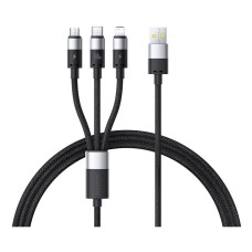 USB кабель Baseus P10319900211-00 StarSpeed Apple iPhone SE 2022, iPhone 14 Pro Max, iPhone 14 Plus, iPhone 14 Pro, iPhone 14, iPhone 13 Pro, iPhone 13 Mini, iPhone 13, iPhone 13 Pro Max, Lightning, Type-C, MicroUSB, 1.5 м., Чорний
