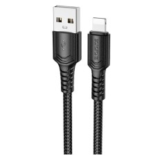 USB кабель Borofone BX116 Certain Apple iPhone SE 2022, iPhone 14 Pro Max, iPhone 14 Plus, iPhone 14 Pro, iPhone 14, iPhone 13 Pro, iPhone 13 Mini, iPhone 13, iPhone 13 Pro Max, iPhone 12 Mini, iPhone 12 Pro Max, Lightning, 1.0 м., Чорний