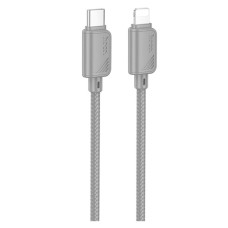 USB кабель Hoco X113 Beneficio Apple iPhone SE 2022, iPhone 14 Pro Max, iPhone 14 Plus, iPhone 14 Pro, iPhone 14, iPhone 13 Pro, iPhone 13 Mini, iPhone 13, iPhone 13 Pro Max, iPhone 12 Mini, iPhone 12 Pro Max, Lightning, 1.0 м., Сірий