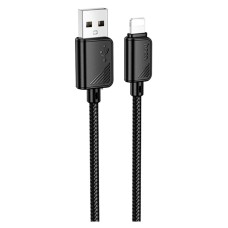 USB кабель Hoco X113 Beneficio Apple iPhone SE 2022, iPhone 14 Pro Max, iPhone 14 Plus, iPhone 14 Pro, iPhone 14, iPhone 13 Pro, iPhone 13 Mini, iPhone 13, iPhone 13 Pro Max, iPhone 12 Mini, iPhone 12 Pro Max, Lightning, 1.0 м., Чорний