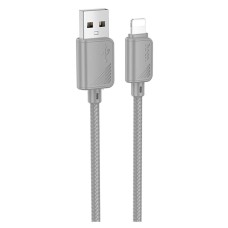 USB кабель Hoco X113 Beneficio Apple iPhone SE 2022, iPhone 14 Pro Max, iPhone 14 Plus, iPhone 14 Pro, iPhone 14, iPhone 13 Pro, iPhone 13 Mini, iPhone 13, iPhone 13 Pro Max, iPhone 12 Mini, iPhone 12 Pro Max, Lightning, 1.0 м., Сірий