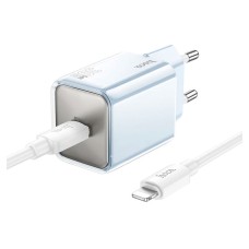 Сетевое зарядное устройство Hoco N47 Glorious Apple iPhone SE 2022, iPhone 14 Pro Max, iPhone 14 Plus, iPhone 14 Pro, iPhone 14, iPhone 13 Pro, iPhone 13 Mini, iPhone 13, iPhone 13 Pro Max, iPhone 12 Mini, iPhone 12 Pro Max, iPhone 12 Pro, с кабелем, Ligh