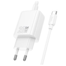 Сетевое зарядное устройство Hoco N61 Gentle, с кабелем, Type-C, Белый