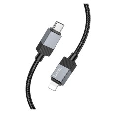 USB кабель Hoco X110 Honorific Apple iPhone SE 2022, iPhone 14 Pro Max, iPhone 14 Plus, iPhone 14 Pro, iPhone 14, iPhone 13 Pro, iPhone 13 Mini, iPhone 13, iPhone 13 Pro Max, iPhone 12 Mini, iPhone 12 Pro Max, Lightning, 1.0 м., Чорний