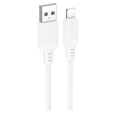 USB кабель Borofone BX115 Lotto Apple iPhone SE 2022, iPhone 14 Pro Max, iPhone 14 Plus, iPhone 14 Pro, iPhone 14, iPhone 13 Pro, iPhone 13 Mini, iPhone 13, iPhone 13 Pro Max, iPhone 12 Mini, iPhone 12 Pro Max, Lightning, 1.0 м., Білий