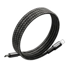 USB кабель Remax C02-CL30W Aluminum Alloy Apple iPhone SE 2022, iPhone 14 Pro Max, iPhone 14 Plus, iPhone 14 Pro, iPhone 14, iPhone 13 Pro, iPhone 13 Mini, iPhone 13, iPhone 13 Pro Max, iPhone 12 Mini, Lightning, 1.2 м., Чорний