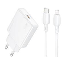 Мережевий зарядний пристрій Borofone BN23 Wish Apple iPhone SE 2022, iPhone 14 Pro Max, iPhone 14 Plus, iPhone 14 Pro, iPhone 14, iPhone 13 Pro, iPhone 13 Mini, iPhone 13, iPhone 13 Pro Max, iPhone 12 Mini, iPhone 12 Pro Max, iPhone 12 Pro, Lightning, з к