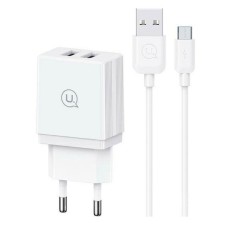 Мережевий зарядний пристрій Usams HCXLTZ02, MicroUSB, з кабелем, Білий