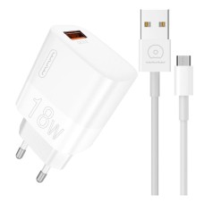Мережевий зарядний пристрій WUW T80, MicroUSB, з кабелем, Білий