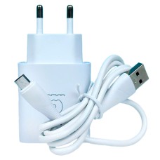 Мережевий зарядний пристрій WUW T95, MicroUSB, з кабелем, Білий