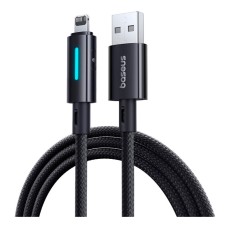 USB кабель Baseus P10379003121-01 Lit Button-Control Apple iPhone SE 2022, iPhone 14 Pro Max, iPhone 14 Plus, iPhone 14 Pro, iPhone 14, iPhone 13 Pro, iPhone 13 Mini, iPhone 13, iPhone 13 Pro Max, iPhone 12 Mini, Lightning, 2.0 м., Черный