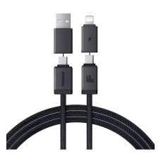 USB кабель Baseus P10383000121-00 Versatile Apple iPhone SE 2022, iPhone 14 Pro Max, iPhone 14 Plus, iPhone 14 Pro, iPhone 14, iPhone 13 Pro, iPhone 13 Mini, iPhone 13, iPhone 13 Pro Max, iPhone 12 Mini, Lightning, Type-C, 0.6 м., Черный