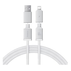 USB кабель Baseus P10383000211-00 Versatile Apple iPhone SE 2022, iPhone 14 Pro Max, iPhone 14 Plus, iPhone 14 Pro, iPhone 14, iPhone 13 Pro, iPhone 13 Mini, iPhone 13, iPhone 13 Pro Max, iPhone 12 Mini, Lightning, Type-C, 1.0 м., Белый