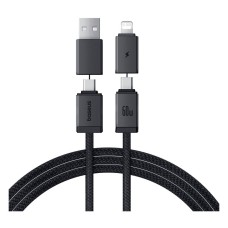 USB кабель Baseus P10383000121-02 Versatile Apple iPhone SE 2022, iPhone 14 Pro Max, iPhone 14 Plus, iPhone 14 Pro, iPhone 14, iPhone 13 Pro, iPhone 13 Mini, iPhone 13, iPhone 13 Pro Max, iPhone 12 Mini, Lightning, Type-C, 2.0 м., Черный