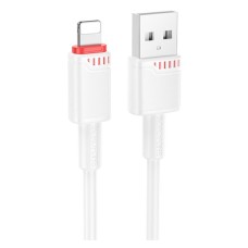USB кабель Borofone BX110 Apple iPhone SE 2022, iPhone 14 Pro Max, iPhone 14 Plus, iPhone 14 Pro, iPhone 14, iPhone 13 Pro, iPhone 13 Mini, iPhone 13, iPhone 13 Pro Max, iPhone 12 Mini, iPhone 12 Pro Max, iPhone 12 Pro, Lightning, 1.0 м., Білий