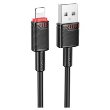 USB кабель Borofone BX110 Apple iPhone SE 2022, iPhone 14 Pro Max, iPhone 14 Plus, iPhone 14 Pro, iPhone 14, iPhone 13 Pro, iPhone 13 Mini, iPhone 13, iPhone 13 Pro Max, iPhone 12 Mini, iPhone 12 Pro Max, Lightning, 1.0 м., Чорний