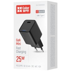 Мережевий зарядний пристрій ColorWay CW-CHS052PD-BK, Чорний