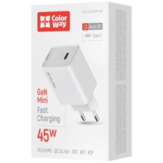 Мережевий зарядний пристрій ColorWay CW-CHS057PD-WT, Білий
