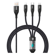USB кабель Remax RC-C090 Suxien, Type-C, Lightning, MicroUSB, 1.2 м., Чорний