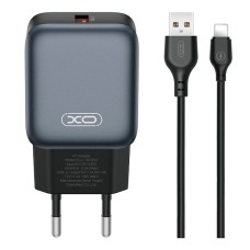 Сетевое зарядное устройство XO L152 Apple iPhone SE 2022, iPhone 14 Pro Max, iPhone 14 Plus, iPhone 14 Pro, iPhone 14, iPhone 13 Pro, iPhone 13 Mini, iPhone 13, iPhone 13 Pro Max, iPhone 12 Mini, iPhone 12 Pro Max, iPhone 12 Pro, с кабелем, Lightning, Чер