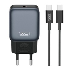 Мережевий зарядний пристрій XO L153, Type-C, з кабелем, Чорний