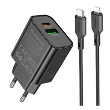 Мережевий зарядний пристрій Borofone BA88A Apple iPhone SE 2022, iPhone 14 Pro Max, iPhone 14 Plus, iPhone 14 Pro, iPhone 14, iPhone 13 Pro, iPhone 13 Mini, iPhone 13, iPhone 13 Pro Max, iPhone 12 Mini, iPhone 12 Pro Max, iPhone 12 Pro, Lightning, з кабел
