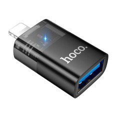 Переходник Hoco UA36 Apple iPhone SE 2022, iPhone 14 Pro Max, iPhone 14 Plus, iPhone 14 Pro, iPhone 14, iPhone 13 Pro, iPhone 13 Mini, iPhone 13, iPhone 13 Pro Max, iPhone 12 Mini, iPhone 12 Pro Max, iPhone 12 Pro, Lightning, USB, Черный