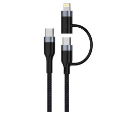 USB кабель WUW X194 Apple iPhone SE 2022, iPhone 14 Pro Max, iPhone 14 Plus, iPhone 14 Pro, iPhone 14, iPhone 13 Pro, iPhone 13 Mini, iPhone 13, iPhone 13 Pro Max, iPhone 12 Mini, iPhone 12 Pro Max, Lightning, Type-C, 1.0 м., Черный