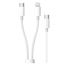 USB кабель WUW X223 Apple iPhone SE 2022, iPhone 14 Pro Max, iPhone 14 Plus, iPhone 14 Pro, iPhone 14, iPhone 13 Pro, iPhone 13 Mini, iPhone 13, iPhone 13 Pro Max, iPhone 12 Mini, iPhone 12 Pro Max, Lightning, Type-C, 1.2 м., Белый
