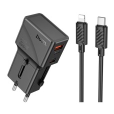 Сетевое зарядное устройство Hoco AC24 Mini Apple iPhone SE 2022, iPhone 14 Pro Max, iPhone 14 Plus, iPhone 14 Pro, iPhone 14, iPhone 13 Pro, iPhone 13 Mini, iPhone 13, iPhone 13 Pro Max, iPhone 12 Mini, iPhone 12 Pro Max, iPhone 12 Pro, с кабелем, Lightni