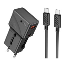 Сетевое зарядное устройство Hoco AC24 Mini, с кабелем, Type-C, Черный