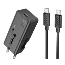 Сетевое зарядное устройство Hoco AC25 Mini, с кабелем, Type-C, Черный