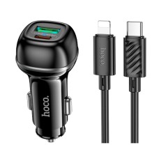 Автомобильное зарядное устройство Hoco Z58A Apple iPhone SE 2022,iPhone 14 Pro Max,iPhone 14 Plus,iPhone 14 Pro,iPhone 14,iPhone 13 Pro,iPhone 13 Mini,iPhone 13,iPhone 13 Pro Max,iPhone 12 Mini,iPhone 12 Pro Max,iPhone 12 Pro, С кабелем, Lightning, Черный