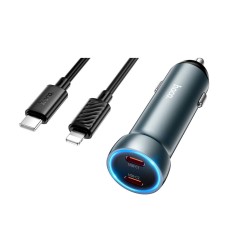 Автомобильное зарядное устройство Hoco Z54B Prosperous Apple iPhone SE 2022,iPhone 14 Pro Max,iPhone 14 Plus,iPhone 14 Pro,iPhone 14,iPhone 13 Pro,iPhone 13 Mini,iPhone 13,iPhone 13 Pro Max,iPhone 12 Mini,iPhone 12 Pro Max, С кабелем, Lightning, Серый
